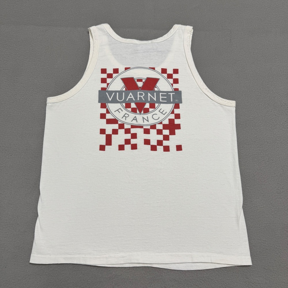 Vuarnet France Tank Top Mens Medium White Cotton Graphic Made in USA Vintage 90s